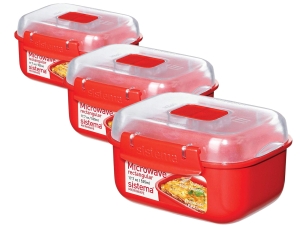 Sistema zestaw 3 pojemników brytfanka microwave 525ml